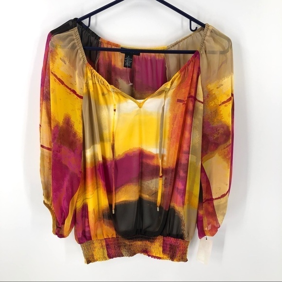 NWT Alfani Tie Dye Two Piece Boho Top Shirt Natural Sunset Size 4 - Picture 10 of 10
